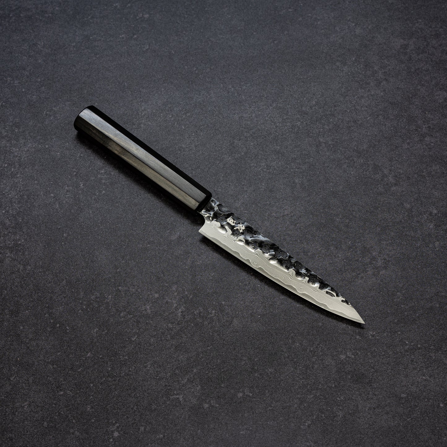 Black Cherry Blossoms Hammered Finish 67lays Damascus Petty 135mm