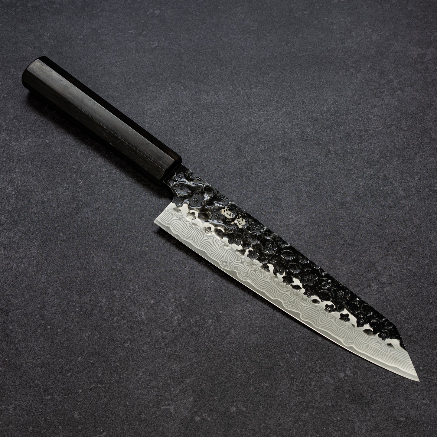 Black Cherry Blossoms Hammered Finish 67lays Damascus Bunka 210mm