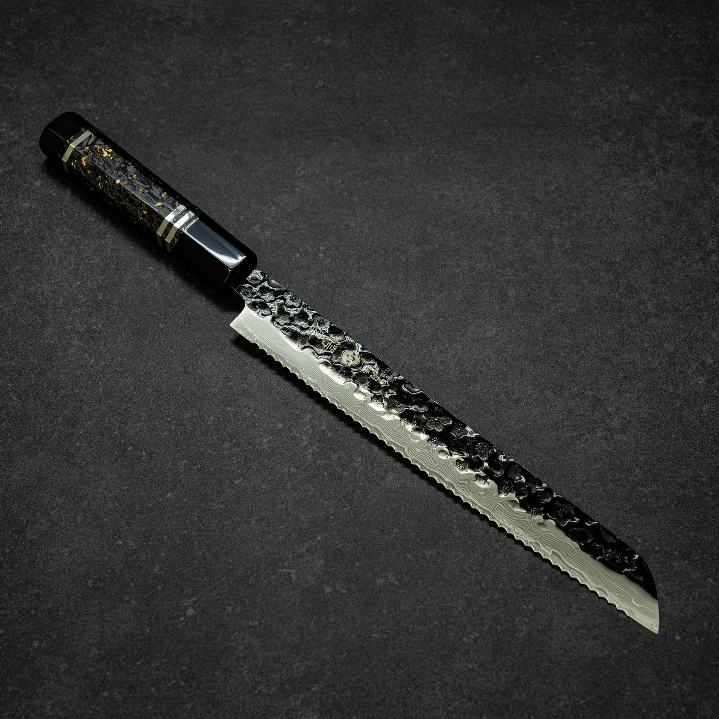 Black Cherry Blossoms Hammered Finish 67lays Damascus 7 Knives Set