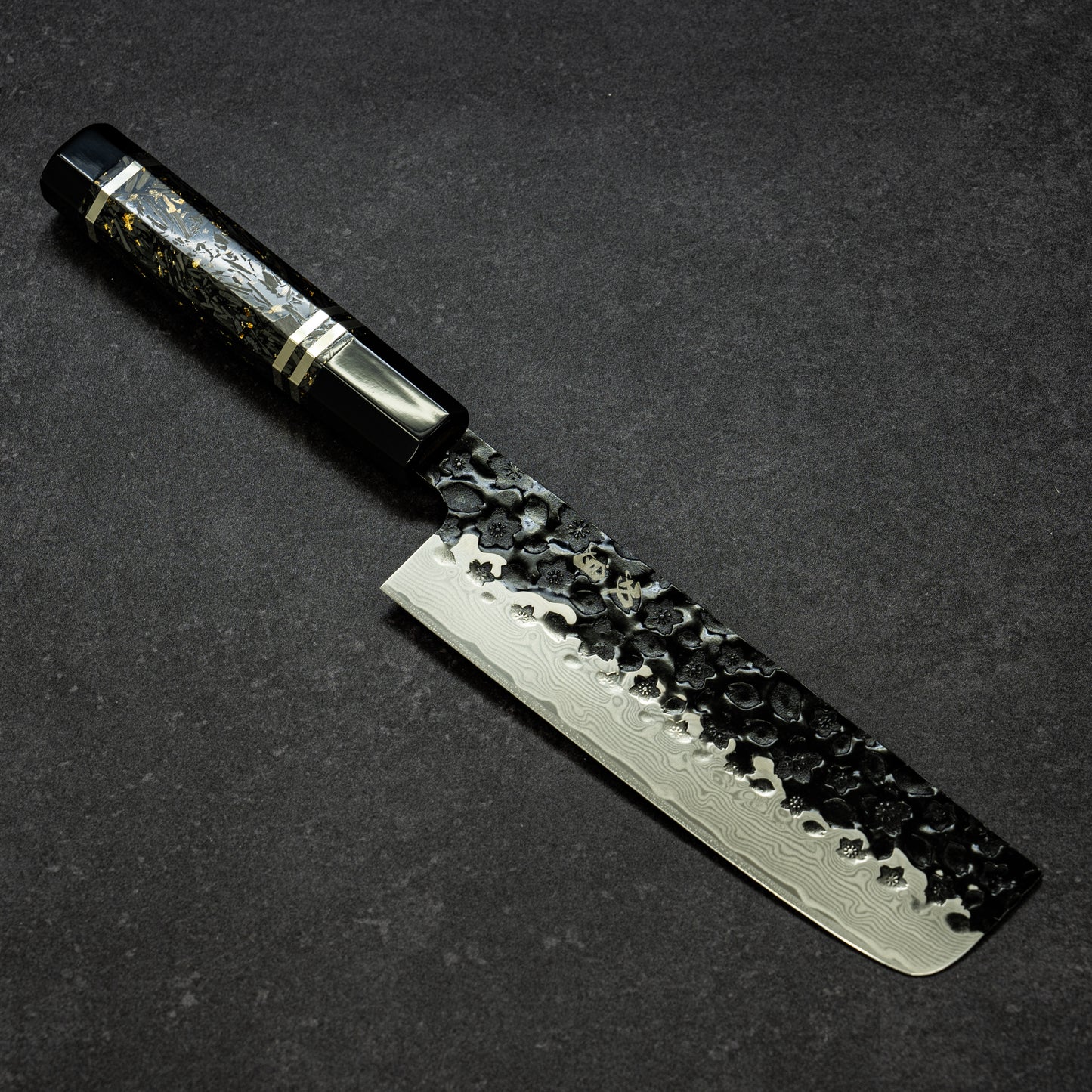 Black Cherry Blossoms Hammered Finish 67lays Damascus 7 Knives Set