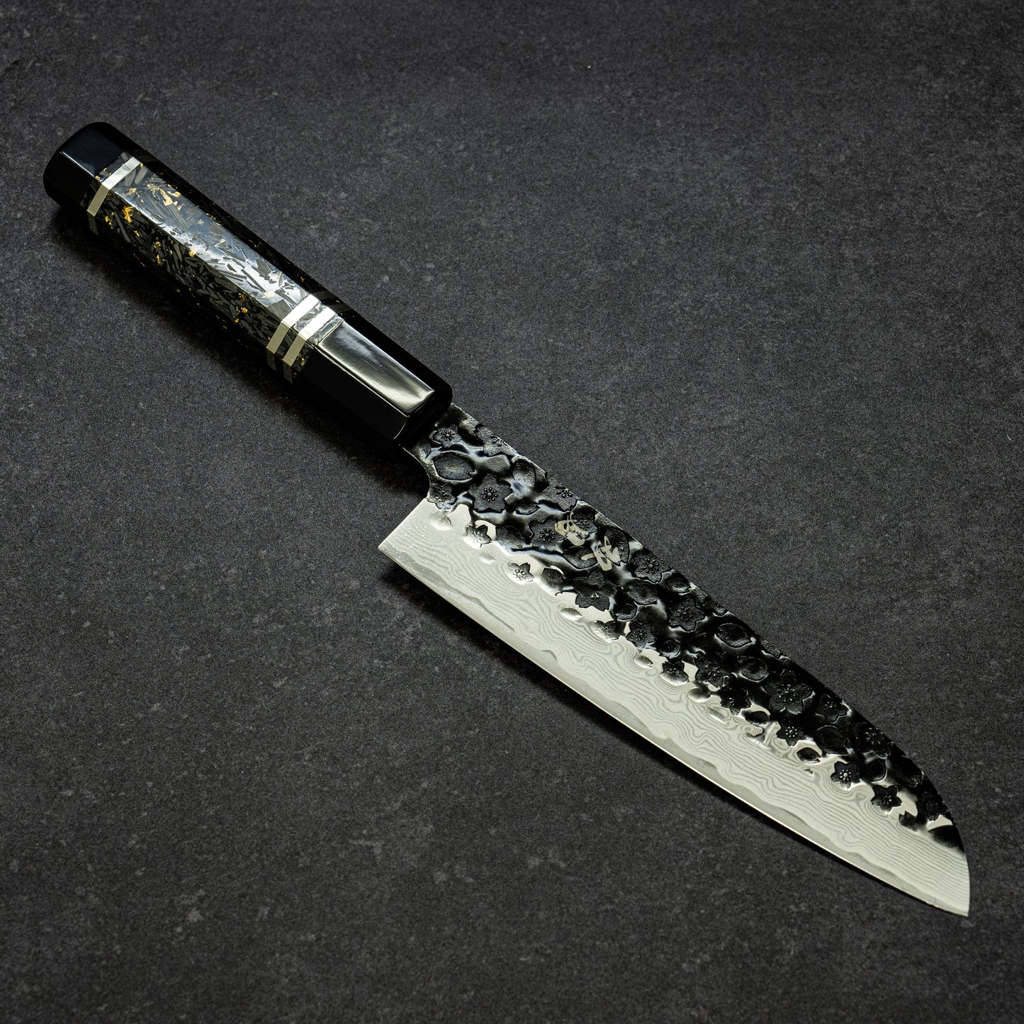 Black Cherry Blossoms Hammered Finish 67lays Damascus 7 Knives Set