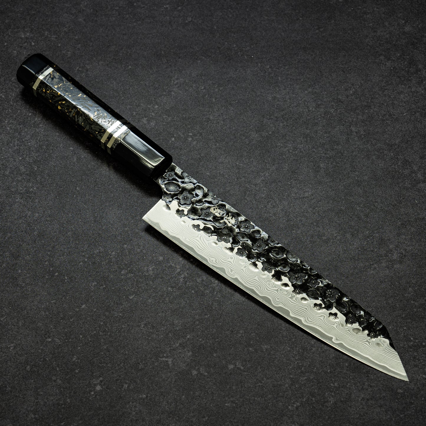 Black Cherry Blossoms Hammered Finish 67lays Damascus 7 Knives Set