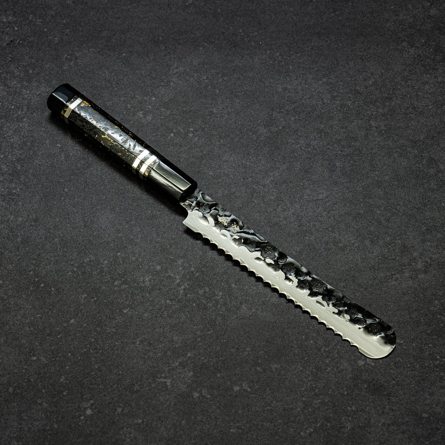 Black Cherry Blossoms Hammered Finish 67lays Damascus 7 Knives Set