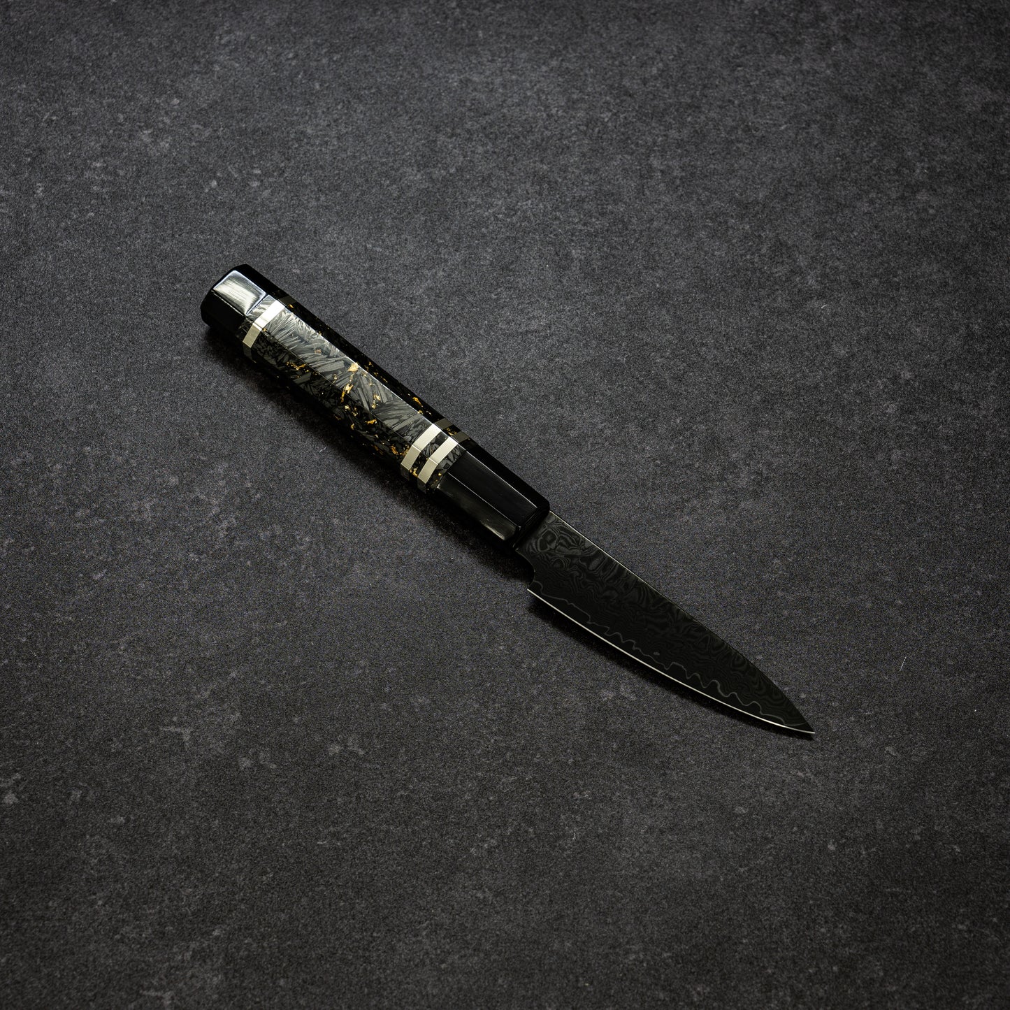 Black Coated 67lays Damascus Paring 90mm