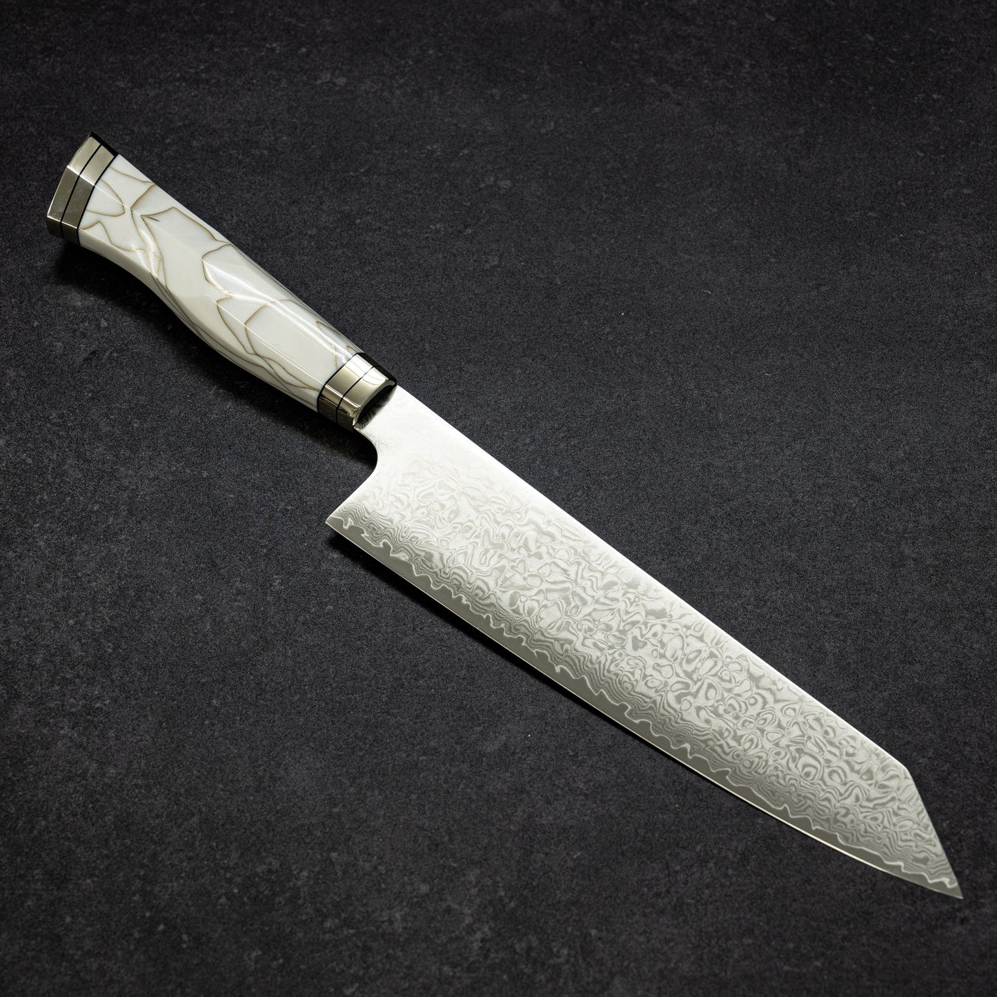 67lays Damascus Bunka 210mm Pearl Handle