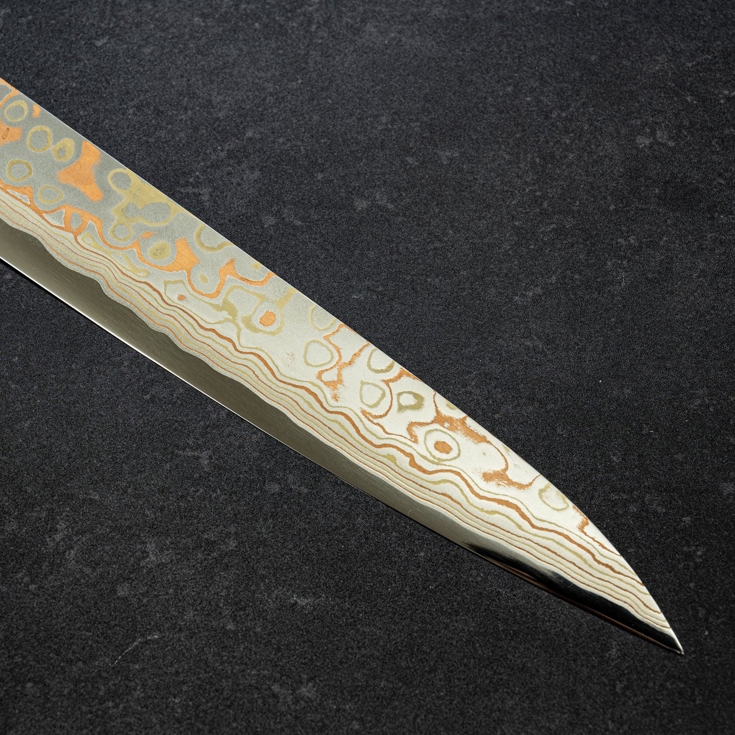 【Tsukasa Hinoura】 Colored Damascus Yanagiba 275mm Stabilized Wood Handle