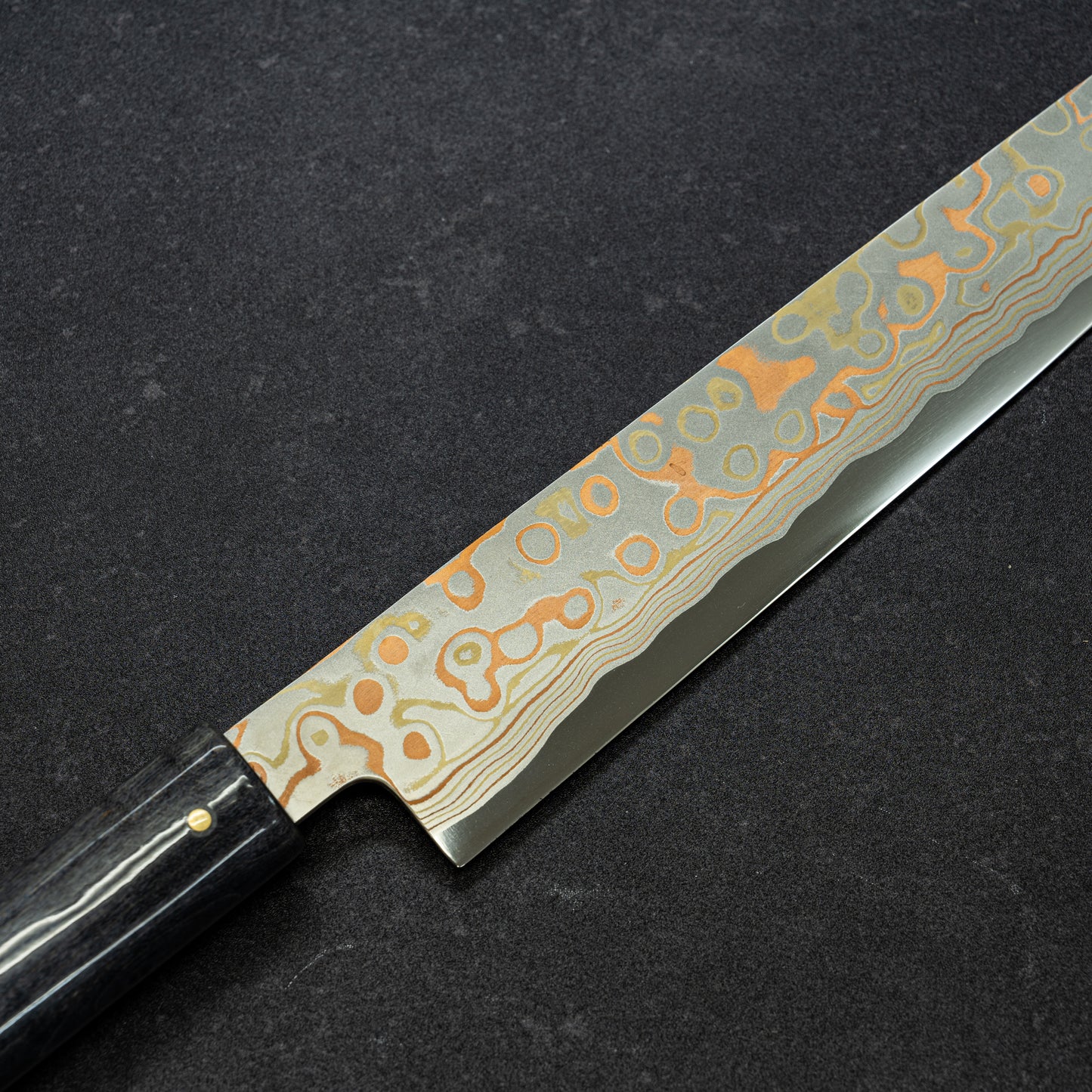 【Tsukasa Hinoura】 Colored Damascus Yanagiba 275mm Stabilized Wood Handle