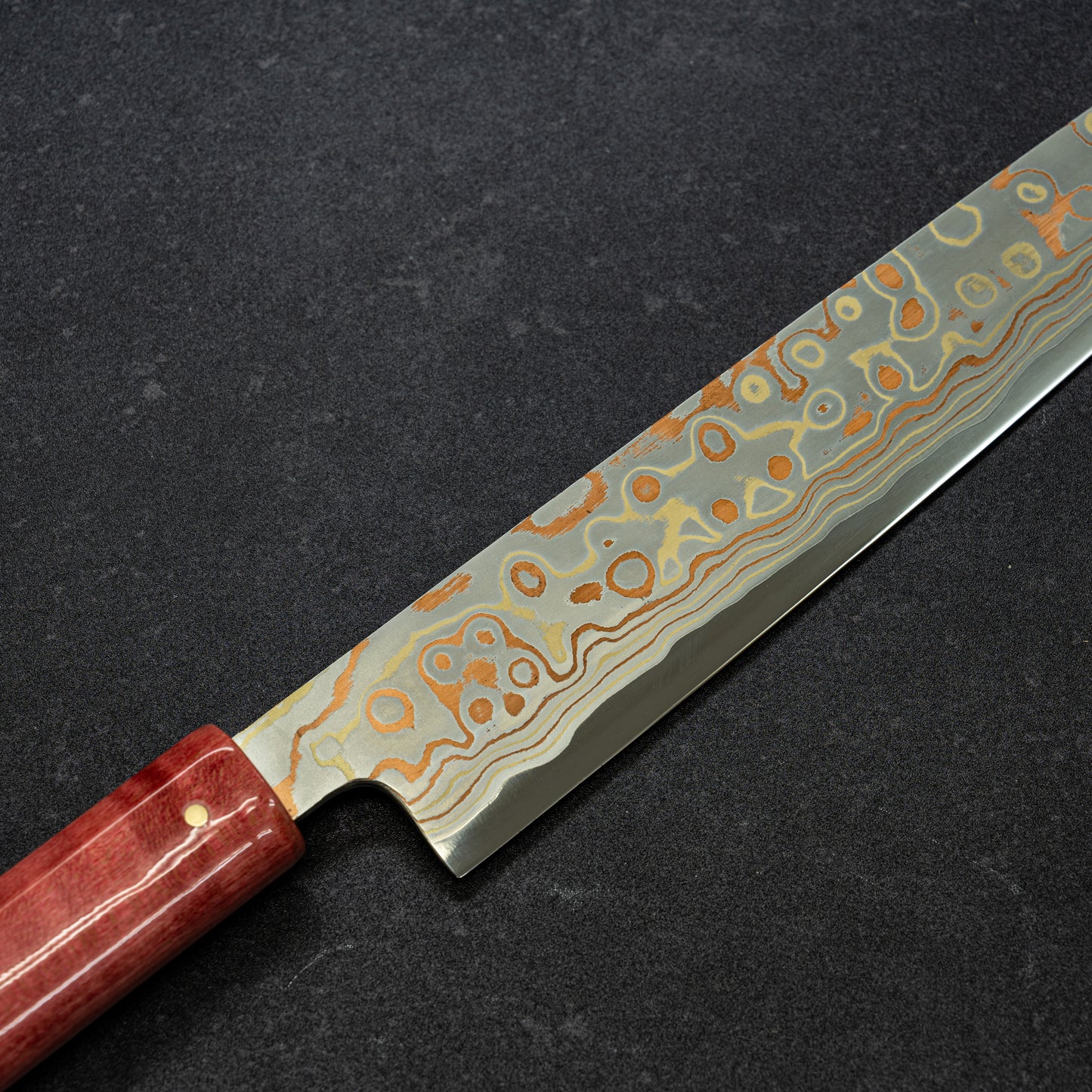 【Tsukasa Hinoura】 Colored Damascus Yanagiba 275mm Stabilized Wood Handle
