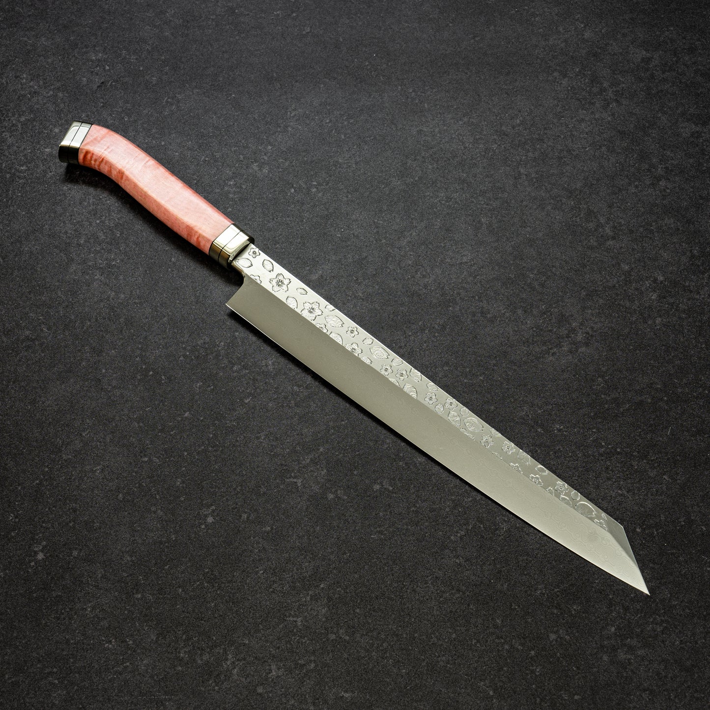 【Pre-Order】Polished Cherry Blossoms Hammered Finish Coreless Damascus Kiritsuke-Yanagiba 270mm
