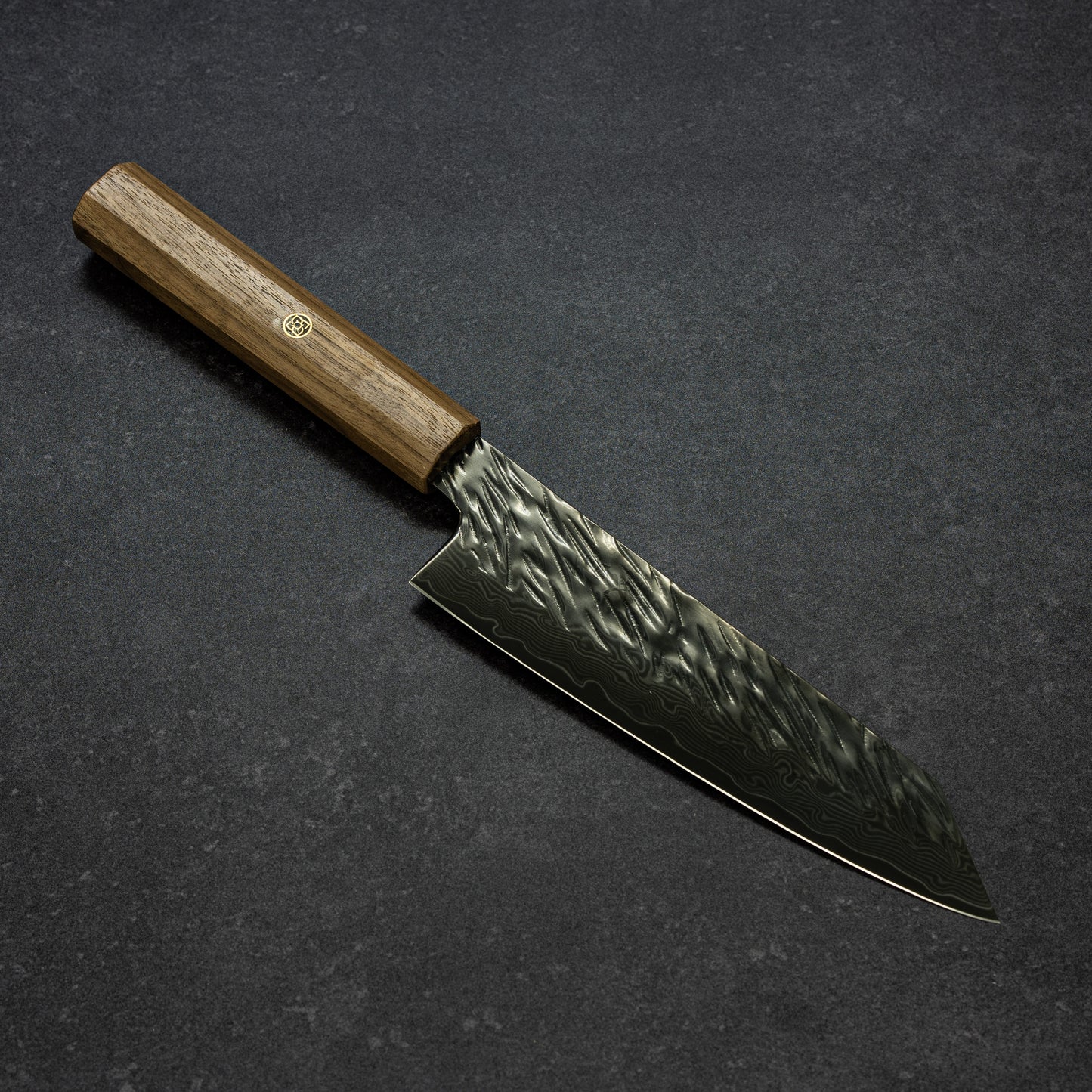 Black Coated Scratch-Hammered Finish 67lays Damascus Bunka 180mm