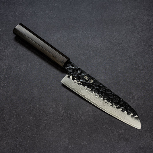 Black Cherry Blossoms Hammered Finish 67lays Damascus Santoku 180mm