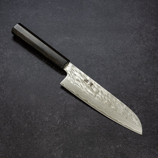 Scratch-Hammered Finish 67lays Damascus Santoku 180mm