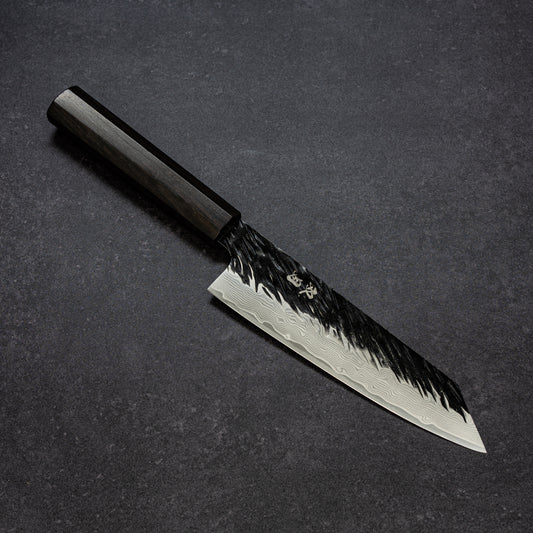 Black Scratch-Hammered Finish 67lays Damascus Bunka 180mm
