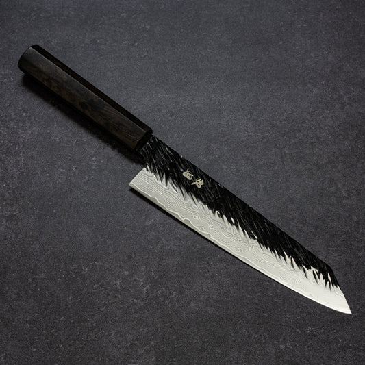 Black Scratch-Hammered Finish 67lays Damascus Bunka 210mm