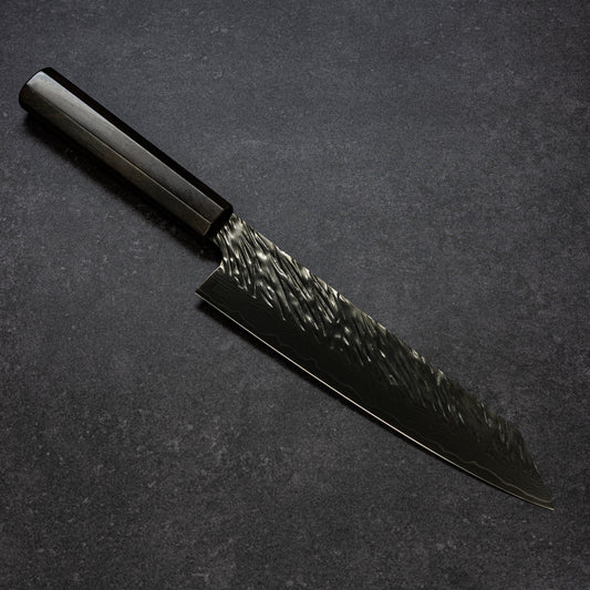 Black Coated Scratch-Hammered Finish 67lays Damascus Bunka 210mm