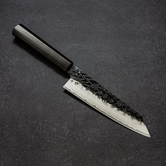 Black Maple Stream Hammered Finish 67lays Damascus Bunka 180mm
