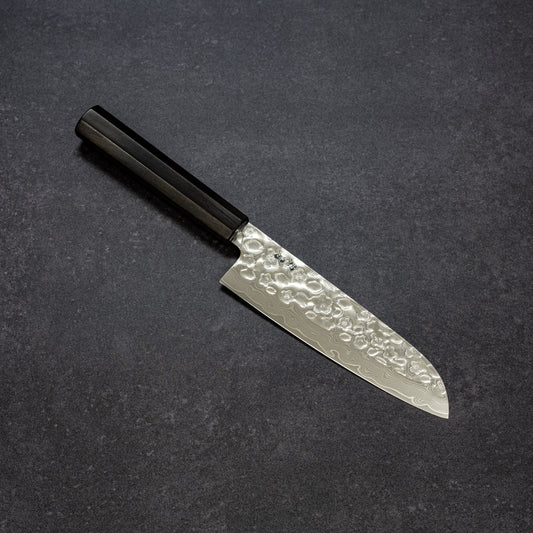Polished Cherry Blossoms Hammered Finish 67lays Damascus Mini-Santoku 150mm