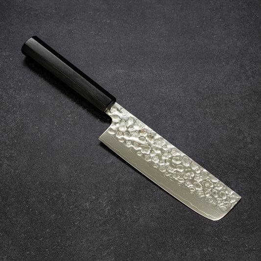 Polished Cherry Blossoms Hammered Finish 67lays Damascus Nakiri 170mm