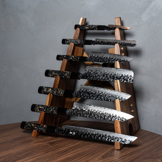 Black Cherry Blossoms Hammered Finish 67lays Damascus 7 Knives Set