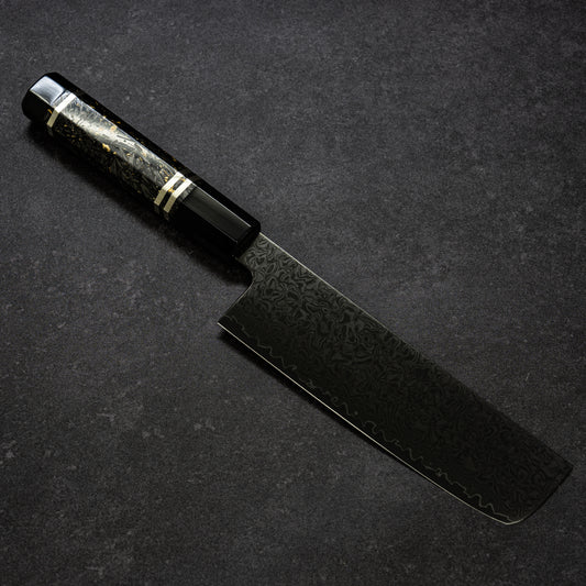 Black Coated 67lays Damascus Nakiri 170mm