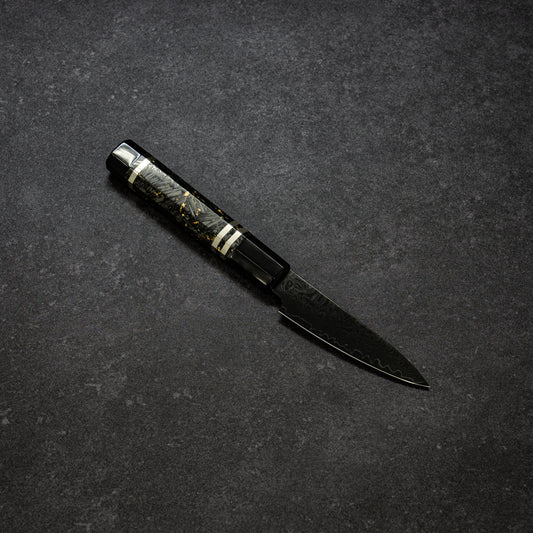 Black Coated 67lays Damascus Paring 90mm