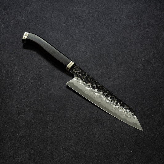 【Pre-Order】Blue No.2 | Super-Thin | Black Cherry Blossoms Hammered Finish 67lays Damascus Mini Bunka 150mm