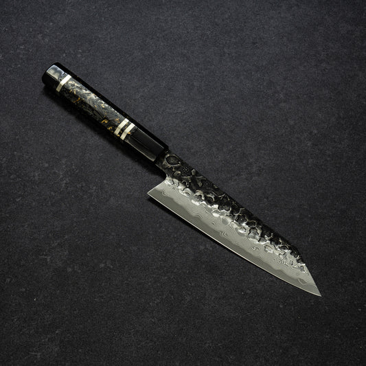 【Pre-Order】Blue No.2 | Super-Thin | Black Cherry Blossoms Hammered Finish 67lays Damascus Mini Bunka 150mm