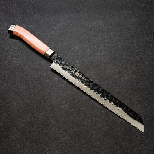 Black Cherry Blossoms Hammered Finish 67lays Damascus Bread Knife 250mm
