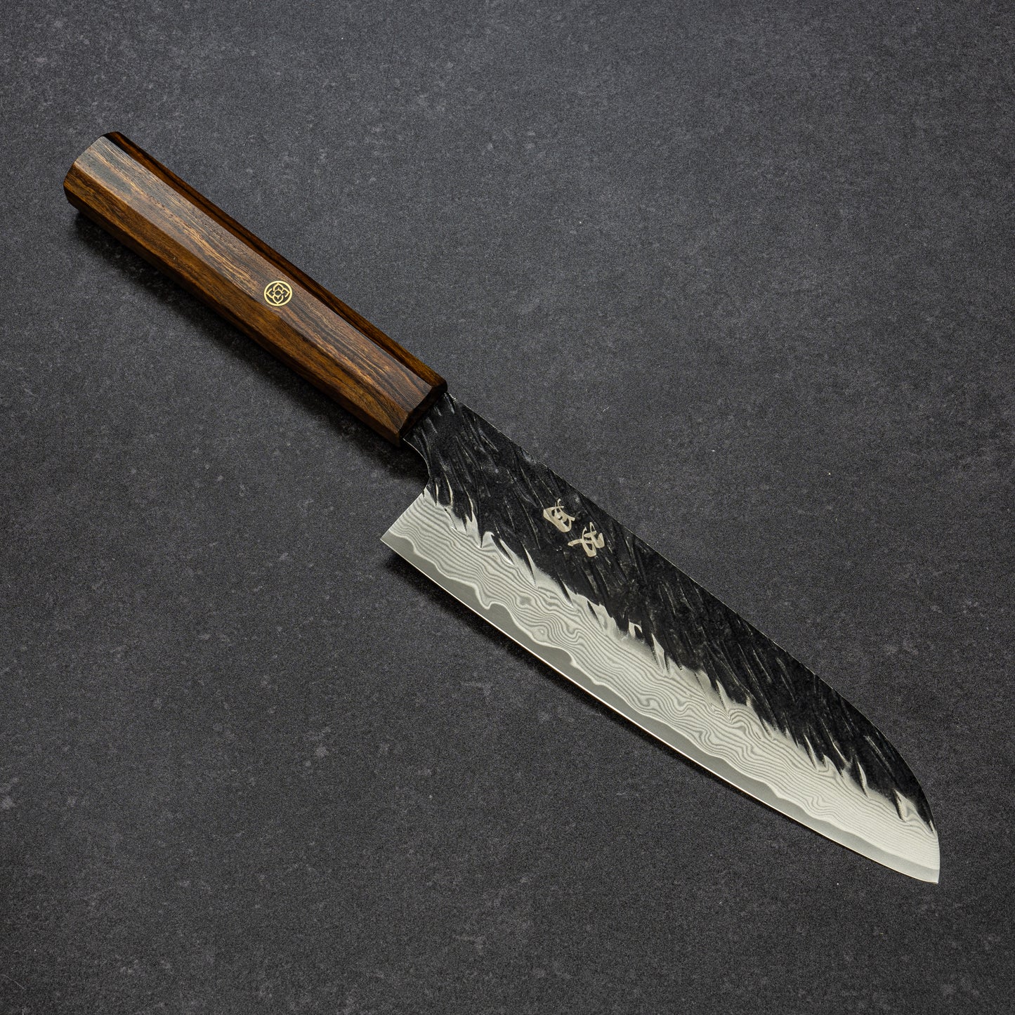 黒打 スクラッチ鎚目 67層ダマスカス 三徳 180mm