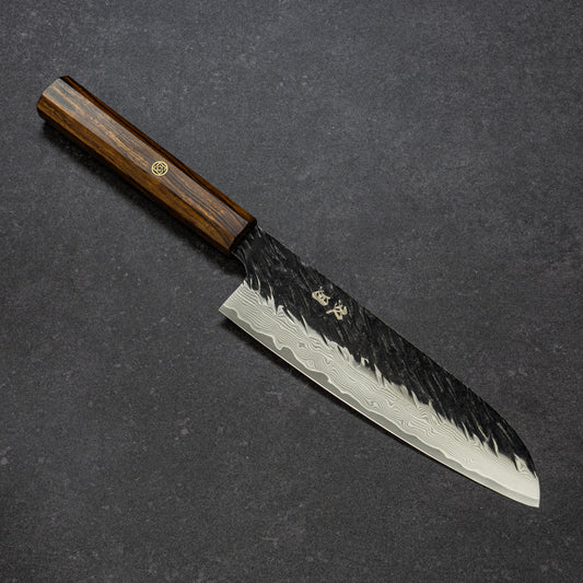 黒打 スクラッチ鎚目 67層ダマスカス 三徳 180mm