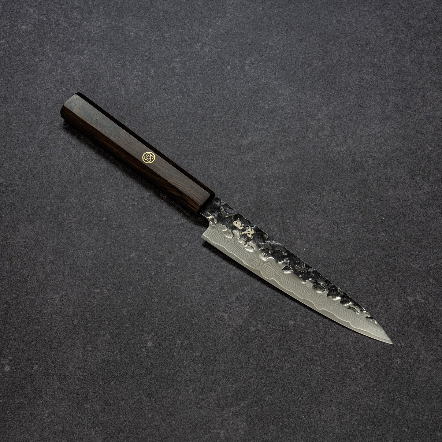 Black Cherry Blossoms Hammered Finish 67lays Damascus Petty 135mm