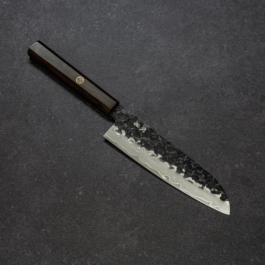 Black Cherry Blossoms Hammered Finish 67lays Damascus Mini-Santoku 150mm