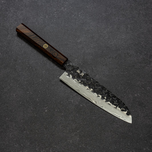 Black Cherry Blossoms Hammered Finish 67lays Damascus Mini-Santoku 150mm