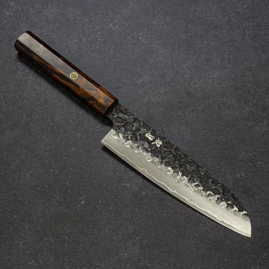 Black Cherry Blossoms Hammered Finish 67lays Damascus Santoku 180mm