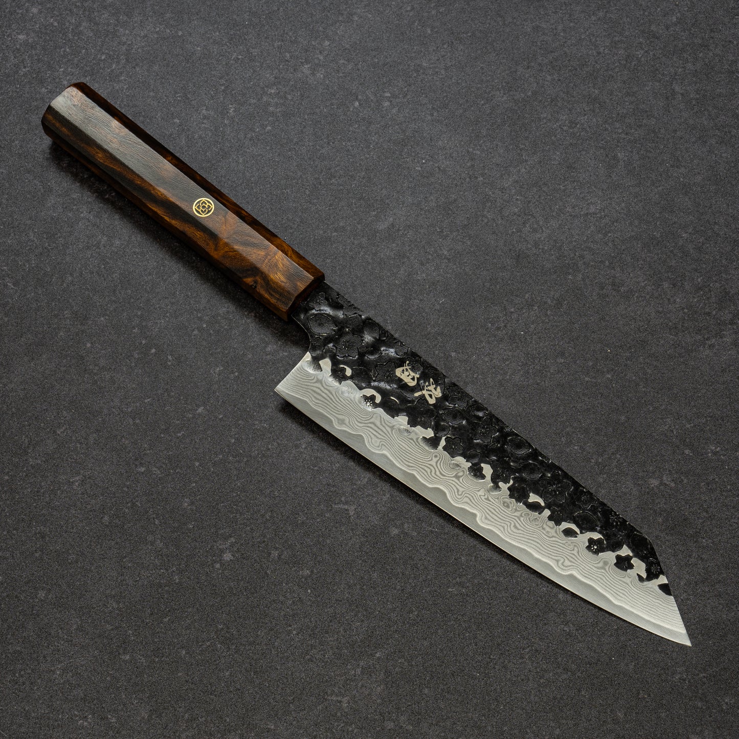 Black Cherry Blossoms Hammered Finish 67lays Damascus Bunka 180mm
