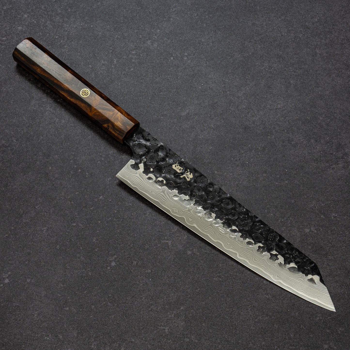 Black Cherry Blossoms Hammered Finish 67lays Damascus Bunka 210mm