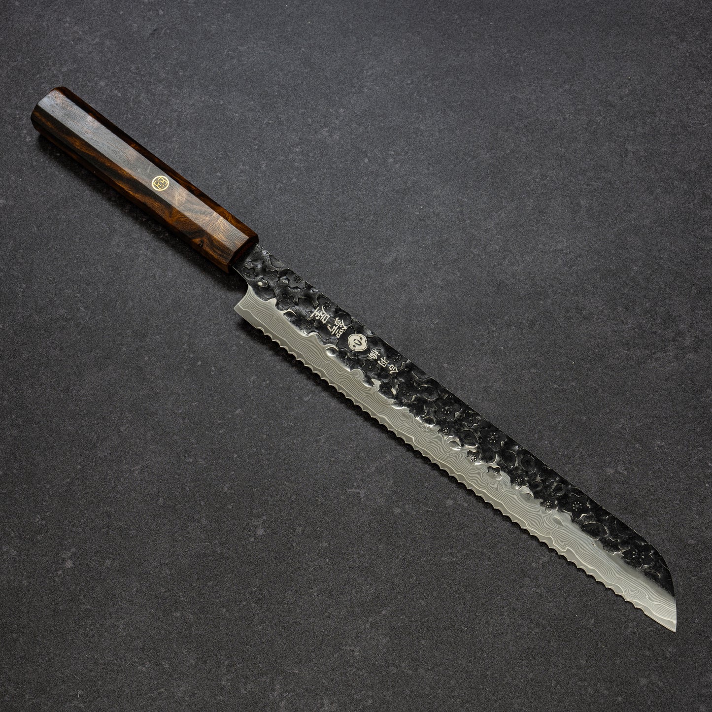 黒打 桜鎚目 67層ダマスカス パン切 250mm