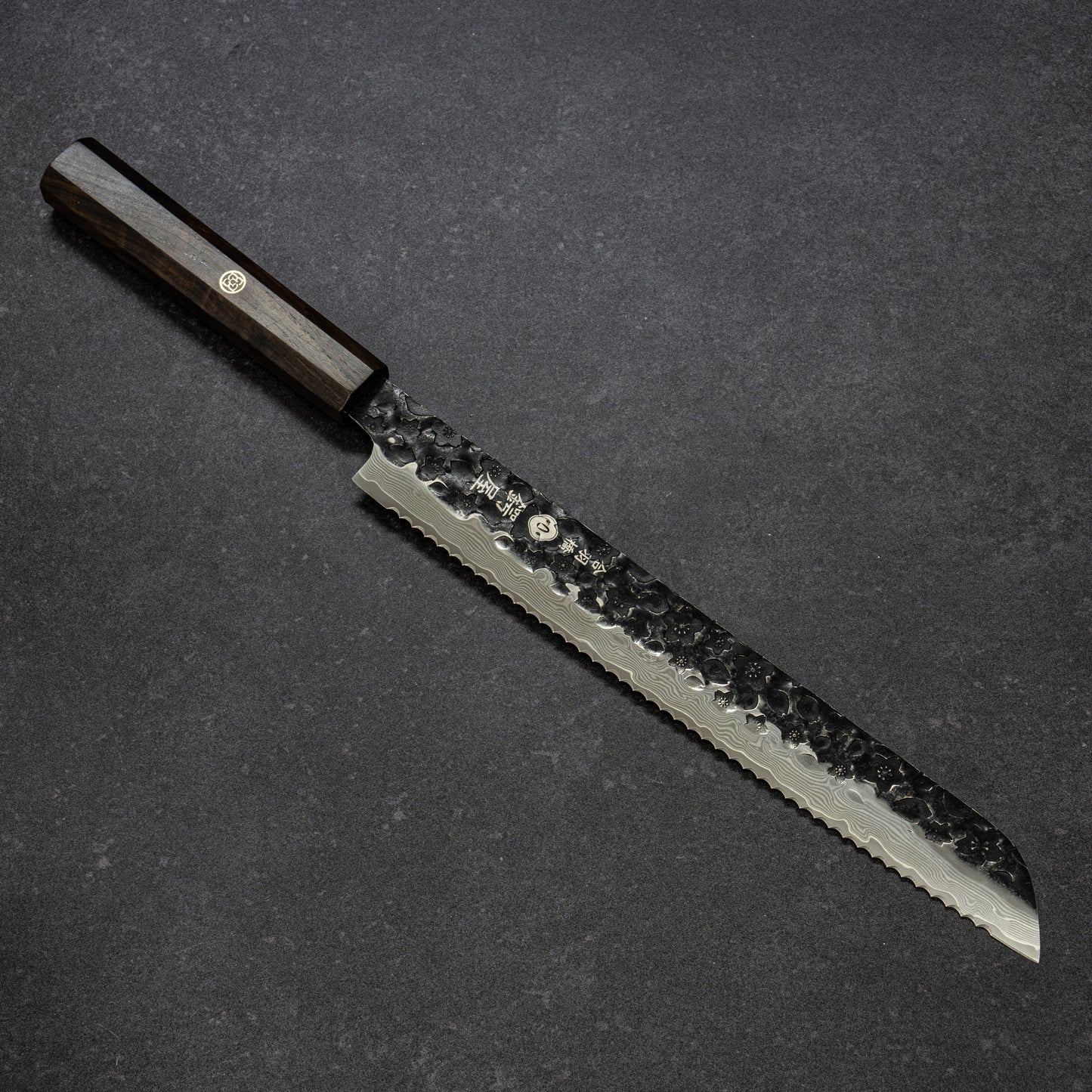 黒打 桜鎚目 67層ダマスカス パン切 250mm