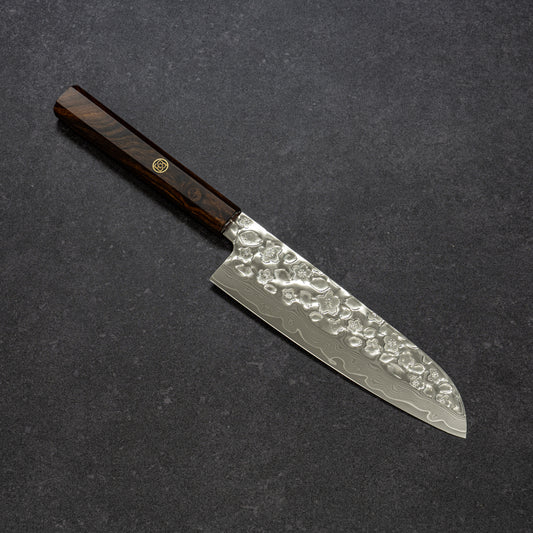 Polished Cherry Blossoms Hammered Finish 67lays Damascus Mini-Santoku 150mm