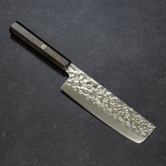 Polished Cherry Blossoms Hammered Finish 67lays Damascus Nakiri 170mm