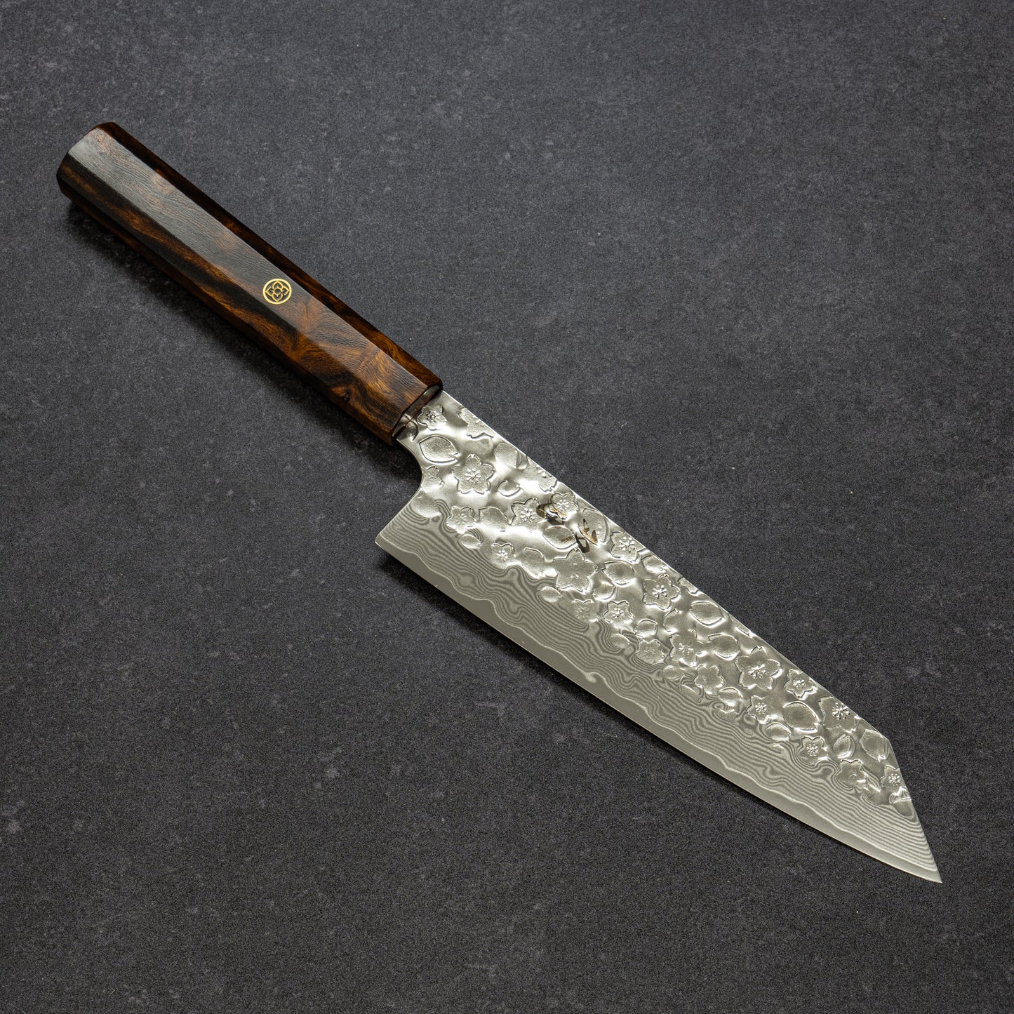 Polished Cherry Blossoms Hammered Finish 67lays Damascus Bunka 180mm