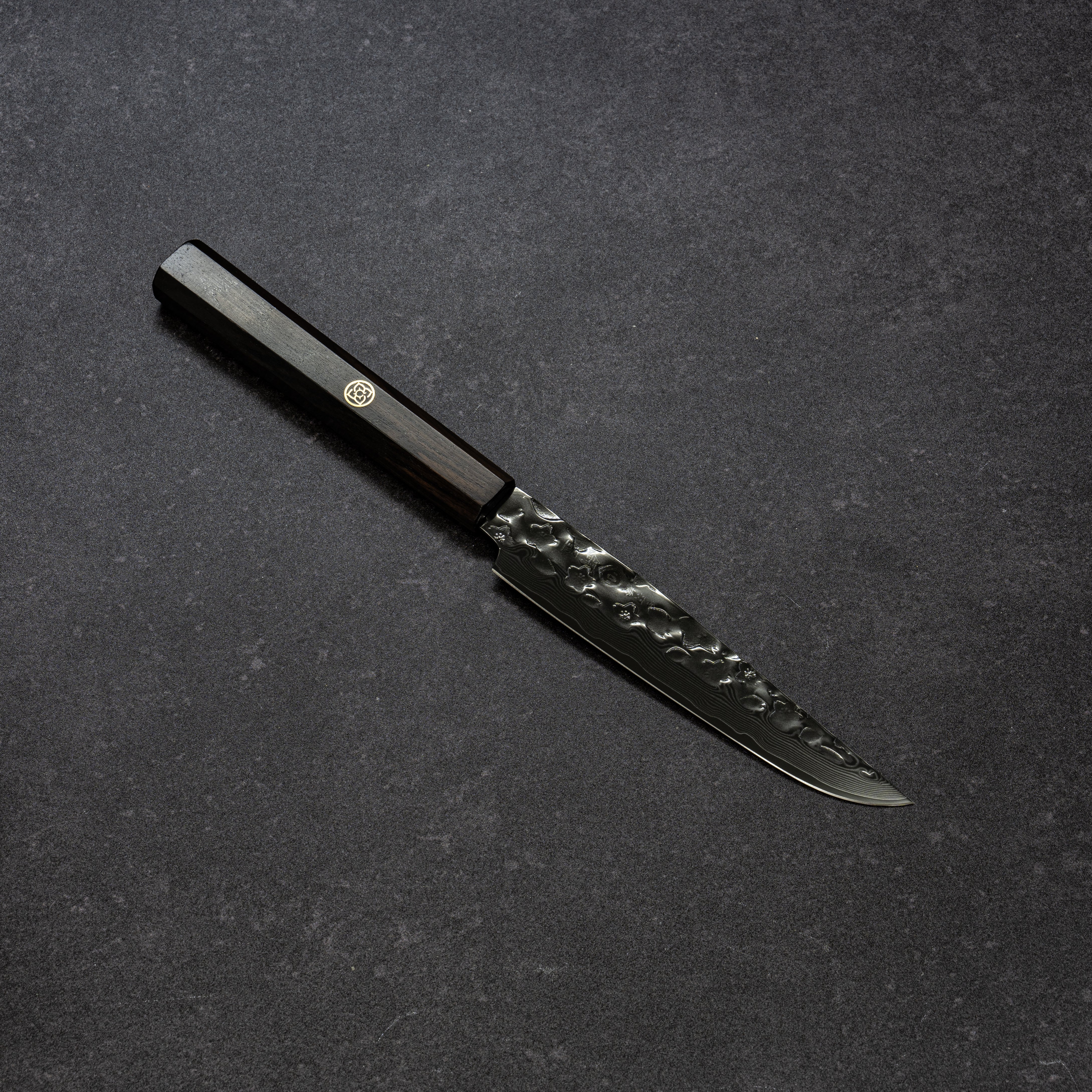 Night Cherry Blossoms Hammered Finish 67lays Damascus Table Knife