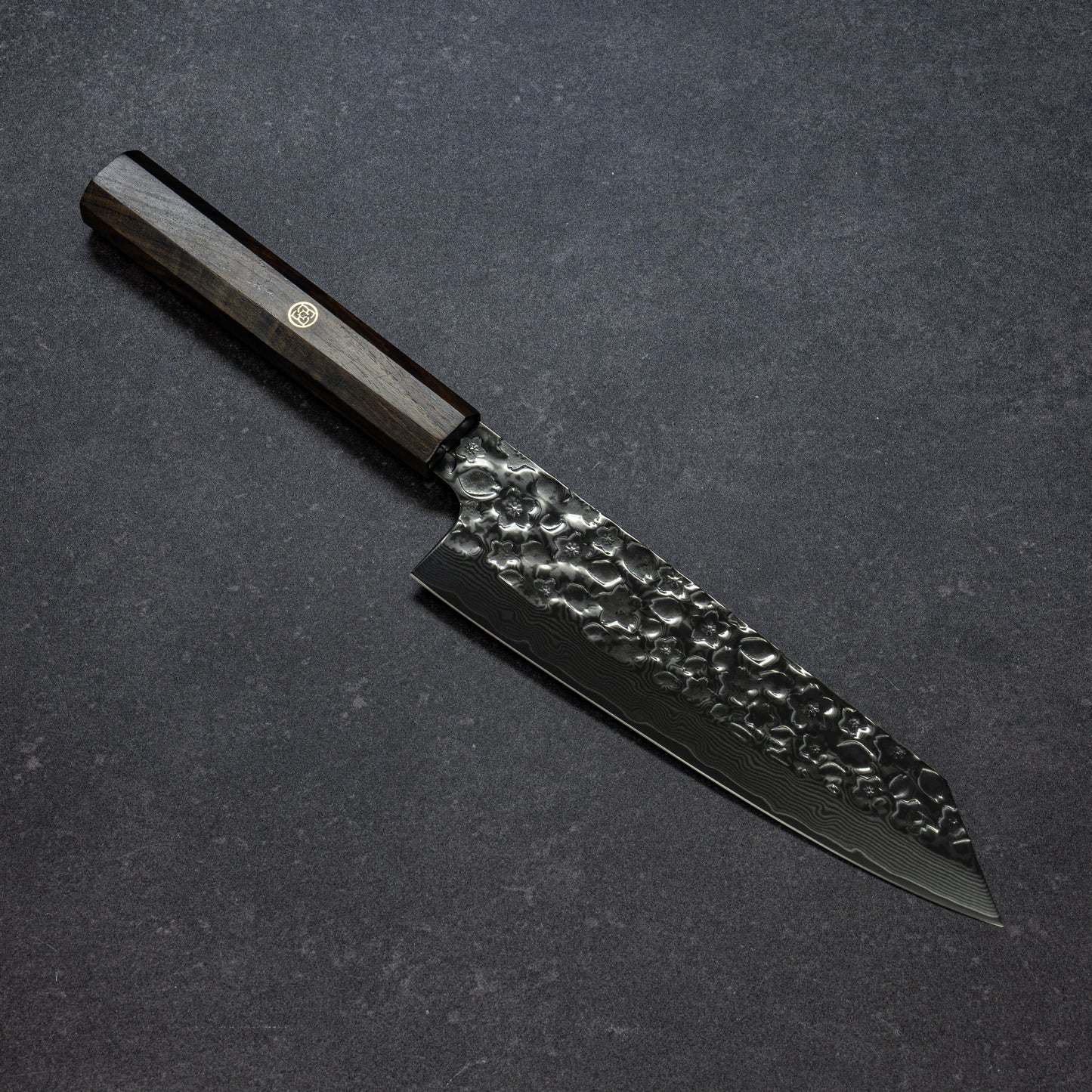 Night Cherry Blossoms Hammered Finish 67lays Damascus Bunka 180mm