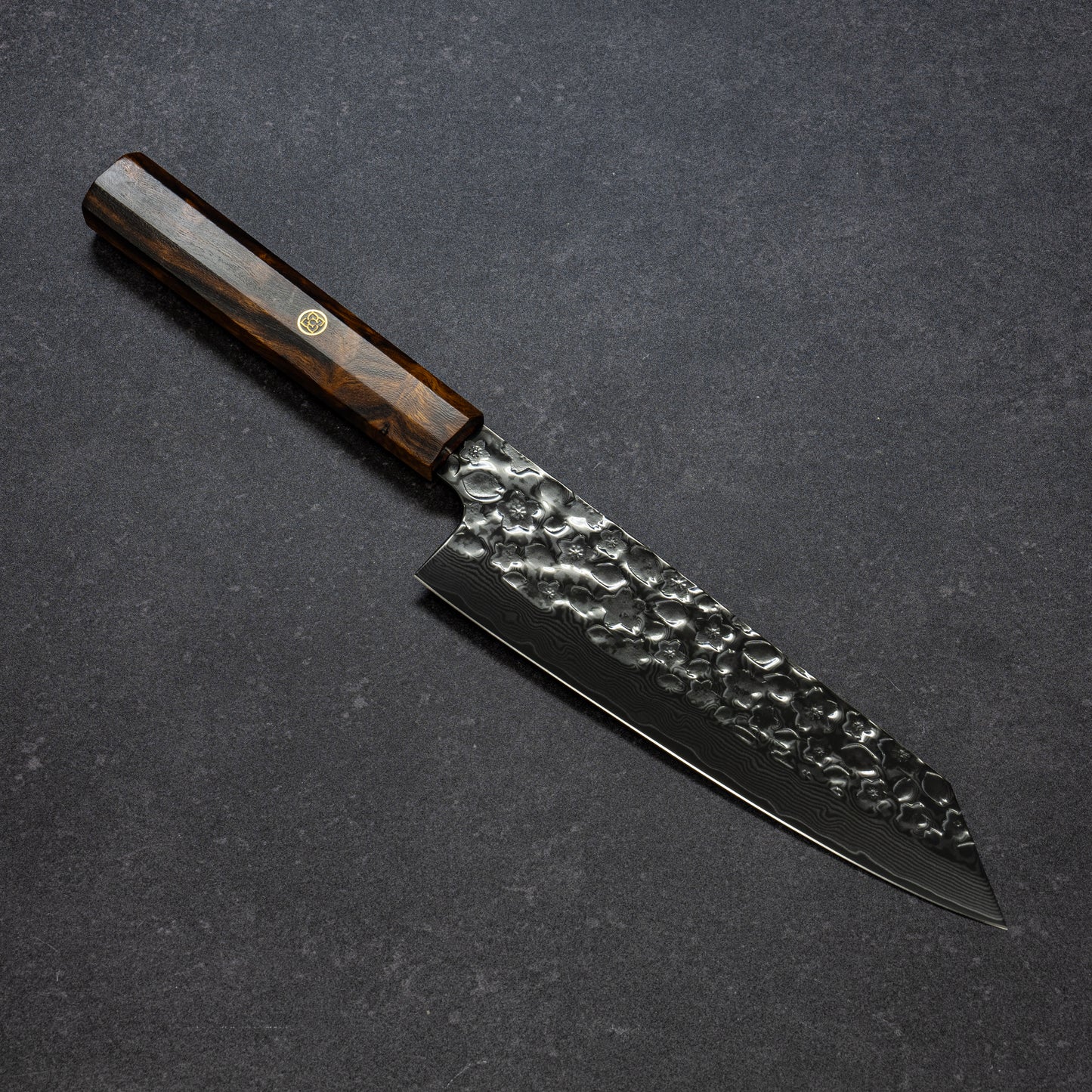 Night Cherry Blossoms Hammered Finish 67lays Damascus Bunka 180mm