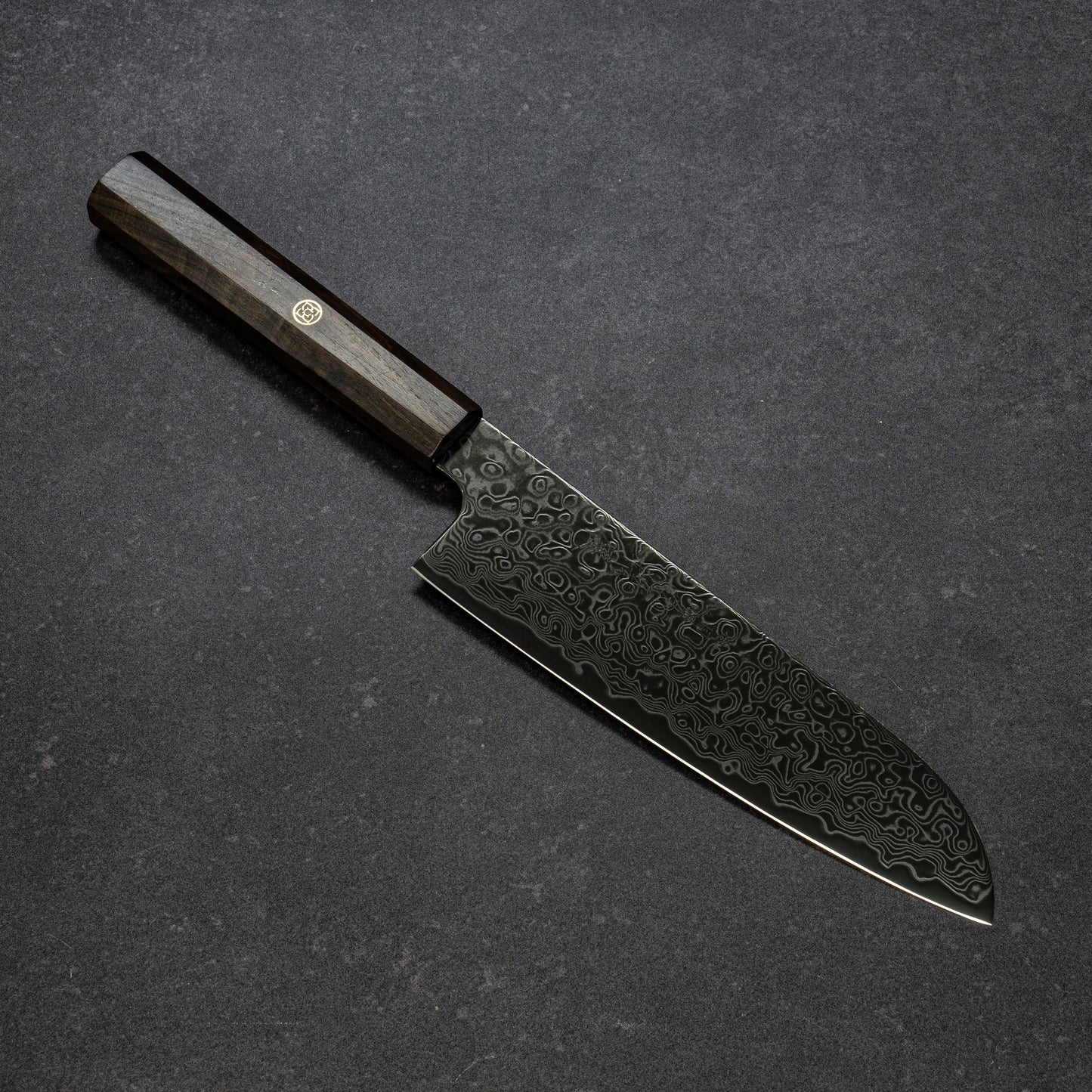 DLC Coated ZDP189 49lays Nickel Damascus Santoku 180mm