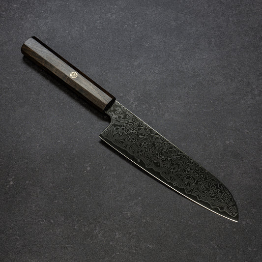 DLC Coated ZDP189 49lays Nickel Damascus Santoku 180mm