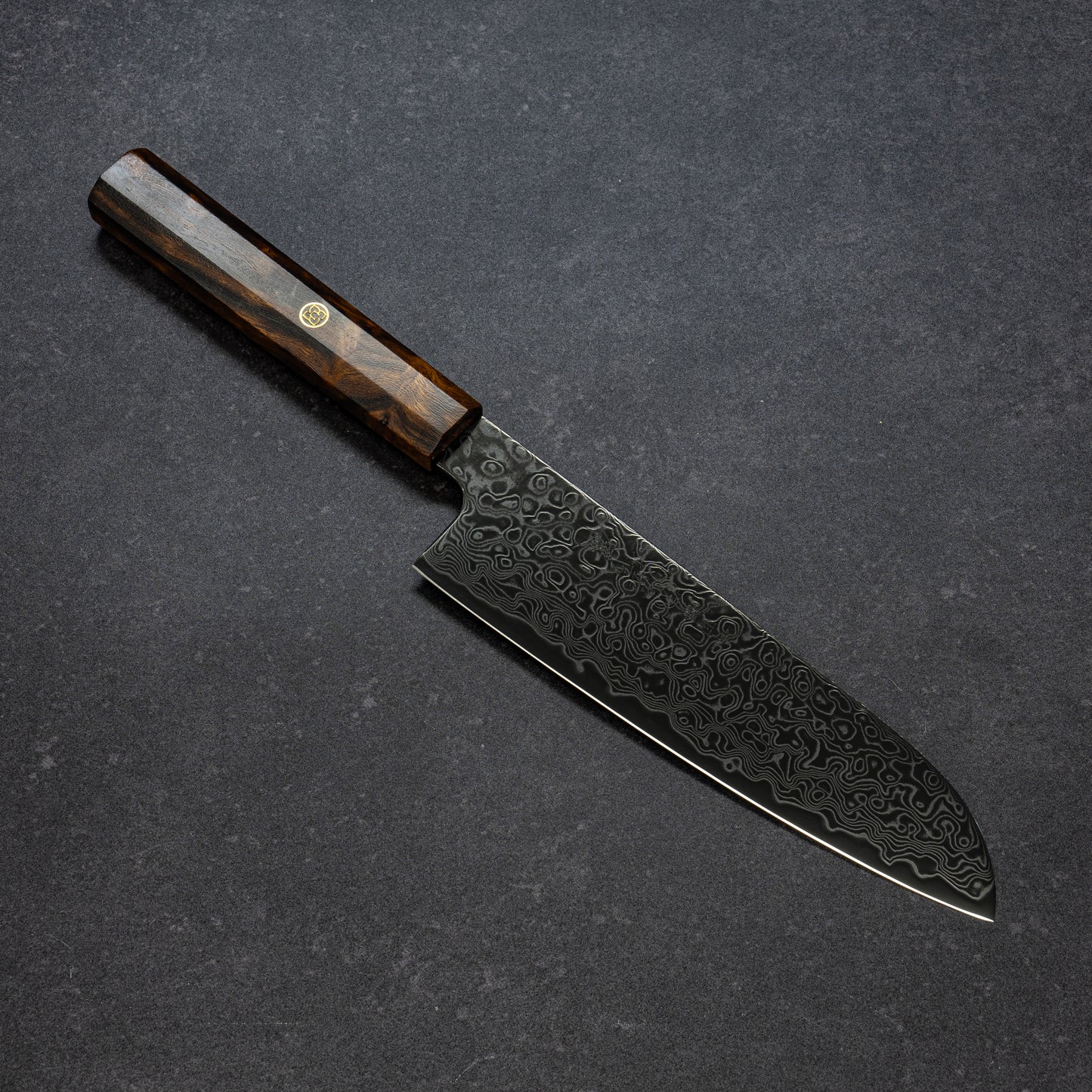 DLC Coated ZDP189 49lays Nickel Damascus Santoku 180mm