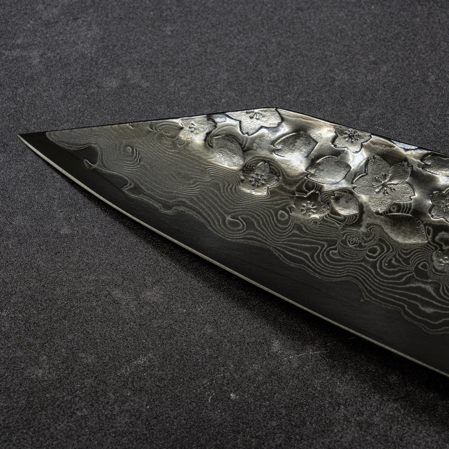 Blue No.2 | Super-Thin | Night Cherry Blossoms Hammered Finish 67lays Damascus Bunka 225mm