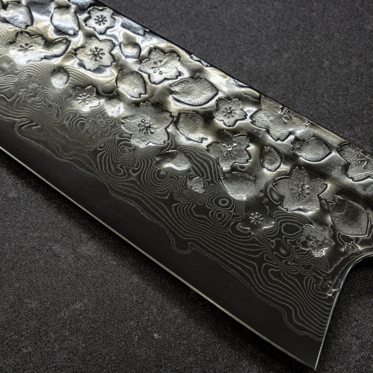 Blue No.2 | Super-Thin | Night Cherry Blossoms Hammered Finish 67lays Damascus Bunka 225mm