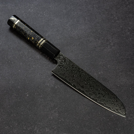 DLC Coated ZDP189 49lays Nickel Damascus Santoku 180mm